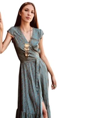Majime Palma Atenea Silk Wrap Dress Women's Small